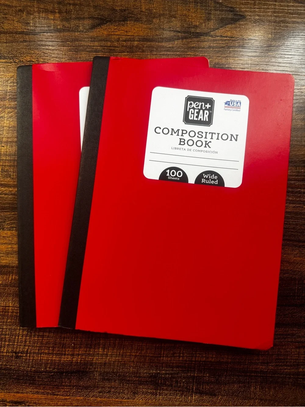 Pen +Gear New Red NComposition Notebook (Lot of 2)Wide Ruled 100 Sheets USA Made